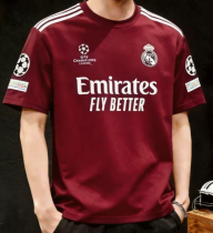 Real Madrid T-shirt Dark Red  100% Cotton Special Edition 1:1 Quality Soccer Jersey 26-27