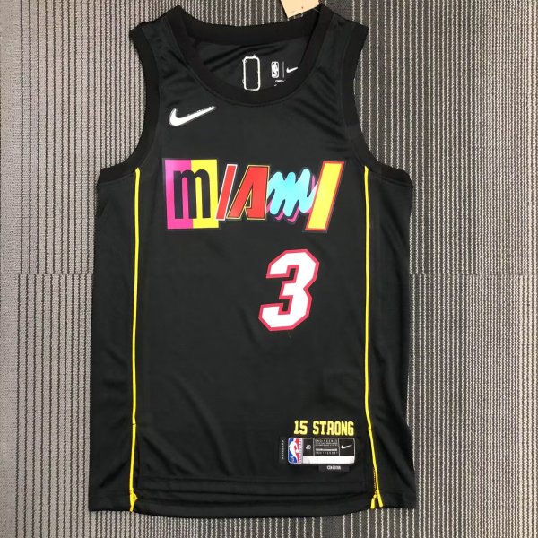NBA Miami Heat  Black  #3 WADE 1:1 Quality NBA  Season Jerseys