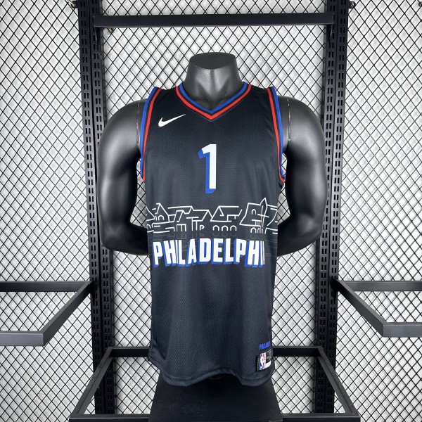 Philadelphia 76ers City Edition Retro Black #1 HARDEN 1:1 Quality NBA  Season Jerseys  2021