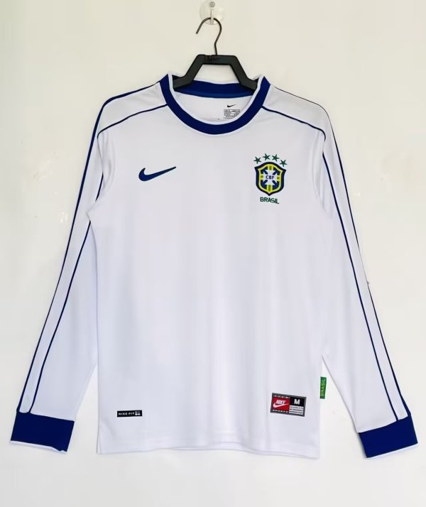 Retro Brazil Home Long Sleeve 1:1 Quality Soccer Jersey  1998