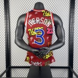 Philadelphia 76ers  Graffiti Red #3 IVERSON 1:1 Quality NBA  Season Jerseys 1996-1997