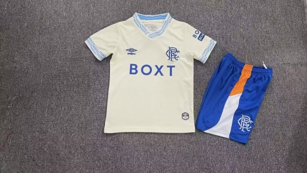 Rangers Away Kids  1:1 Quality Soccer Jersey  26-27