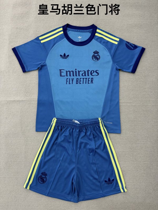 Real Madrid  Goalkeeper  Fans Blue (Kids And Man 16-2XL) 1:1 Quality Soccer Jersey 26-27 (2026)