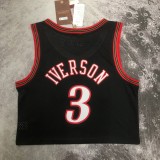Philadelphia 76ers Retro Black Women  #3 IVERSON 1:1 Quality NBA  Season Jerseys
