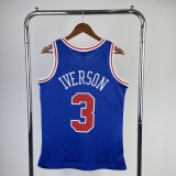 Philadelphia 76ers Retro Blue #3 IVERSON 1:1 Quality NBA  Season Jerseys 1996-1997