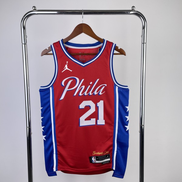 Philadelphia 76ers  Red  #21 EMBIID 1:1 Quality NBA  Season Jerseys  2023