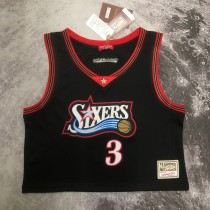 Philadelphia 76ers Retro Black Women  #3 IVERSON 1:1 Quality NBA  Season Jerseys
