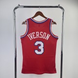 Philadelphia 76ers Retro Red #3 IVERSON 1:1 Quality NBA  Season Jerseys 1996-1997