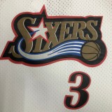 Philadelphia 76ers Retro White #3 IVERSON 1:1 Quality NBA  Season Jerseys 1998
