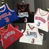 Philadelphia 76ers Retro Blue #3 IVERSON 1:1 Quality NBA  Season Jerseys