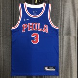 Philadelphia 76ers Retro Blue #3 IVERSON 1:1 Quality NBA  Season Jerseys