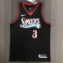 Philadelphia 76ers Retro Black #3 IVERSON 1:1 Quality NBA  Season Jerseys