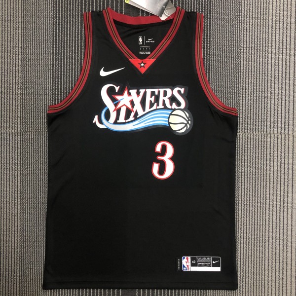 Philadelphia 76ers Retro Black #3 IVERSON 1:1 Quality NBA  Season Jerseys