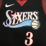 Philadelphia 76ers Retro Black #3 IVERSON 1:1 Quality NBA  Season Jerseys