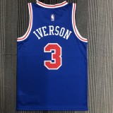 Philadelphia 76ers Retro Blue #3 IVERSON 1:1 Quality NBA  Season Jerseys