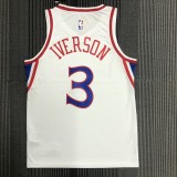 Philadelphia 76ers Retro White #3 IVERSON 1:1 Quality NBA  Season Jerseys