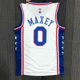 Philadelphia 76ers White #0 MAXEY 1:1 Quality NBA  Season Jerseys 75 Year