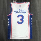 Philadelphia 76ers White #3 IVERSON 1:1 Quality NBA  Season Jerseys 75 Year