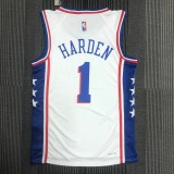 Philadelphia 76ers White #1 HARDEN 1:1 Quality NBA  Season Jerseys 75 Year