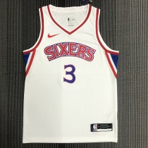 Philadelphia 76ers Retro White #3 IVERSON 1:1 Quality NBA  Season Jerseys