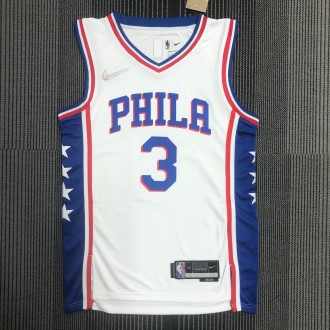 Philadelphia 76ers White #3 IVERSON 1:1 Quality NBA  Season Jerseys 75 Year