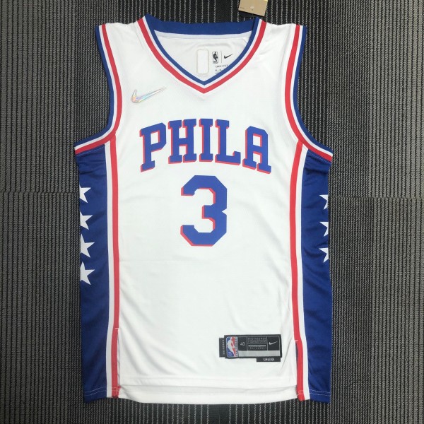Philadelphia 76ers White #3 IVERSON 1:1 Quality NBA  Season Jerseys 75 Year