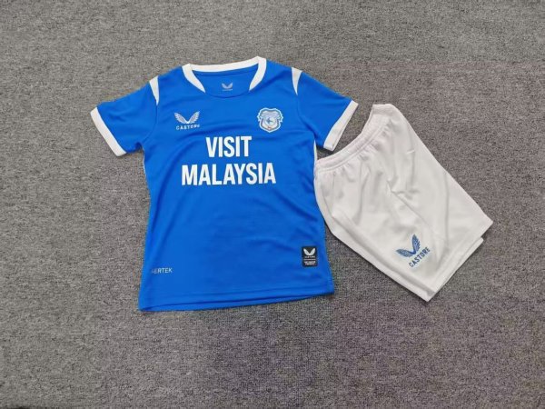 Cardiff City Home kids 1:1 Quality Soccer Jersey  26-27