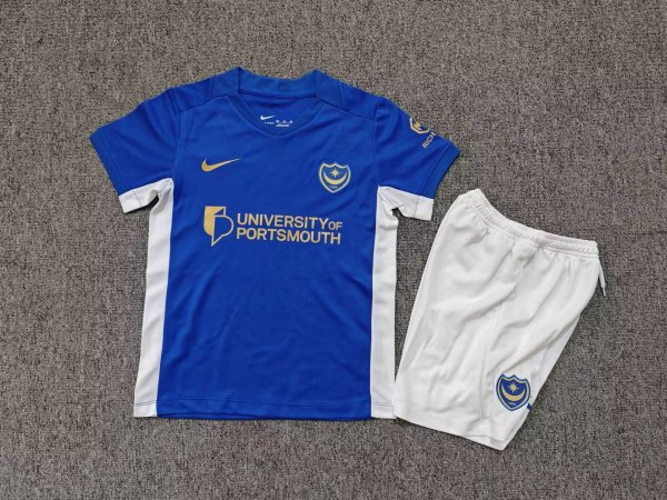 Portsmouth Home kids  1:1 Quality Soccer Jersey  26-27