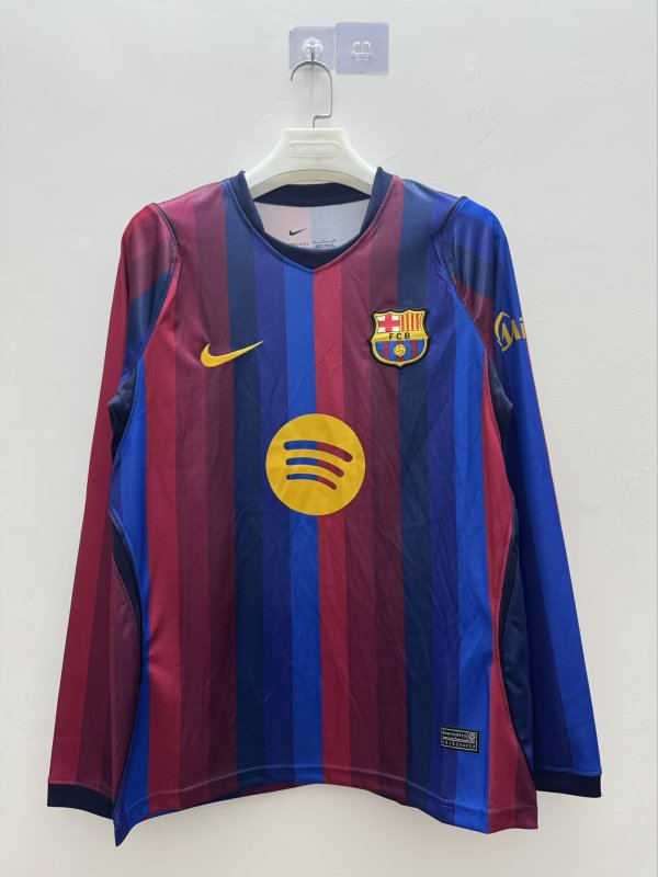 Barcelona  Home Long Sleeve  Fans 1:1 Quality Soccer Jersey 26-27