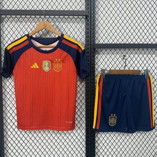 Spain Home  Kids fans 1:1 Quality Soccer Jersey 26-27（2026） (2 Stars)