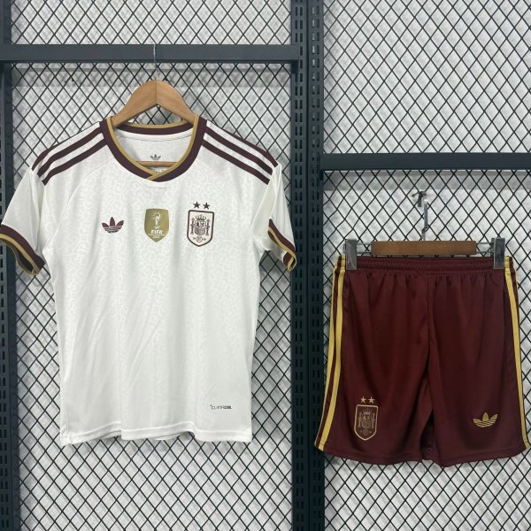Spain Away Kids fans 1:1 Quality Soccer Jersey 26-27（2026） (2 stars)
