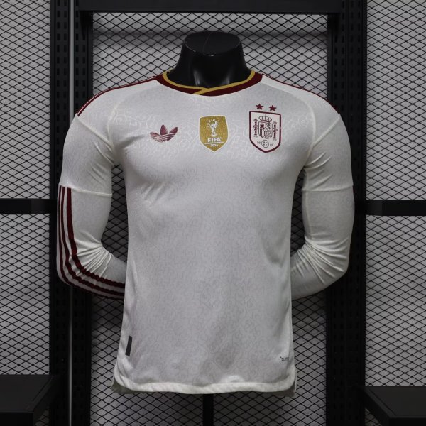 Spain Away Long Sleeve   Player 1:1 Quality Soccer Jersey 26-27 (2026) (2 Stars )