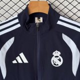 Real Madrid  Windbreaker Sets With pants  Black 1:1 Quality Soccer Jersey  26-27