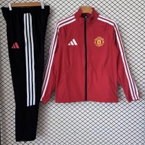 Manchester United  Windbreaker Sets With pants  Black 1:1 Quality Soccer Jersey  26-27