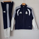 Real Madrid  Windbreaker Sets With pants  Black 1:1 Quality Soccer Jersey  26-27