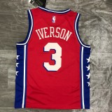 Philadelphia 76ers Theme Edition Red  #3 IVERSON 1:1 Quality NBA  Season Jerseys 2021