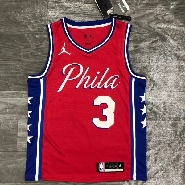 Philadelphia 76ers Theme Edition Red  #3 IVERSON 1:1 Quality NBA  Season Jerseys 2021