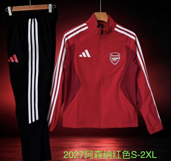 Arsenal Windbreaker Sets With pants  Red 1:1 Quality Soccer Jersey 26-27