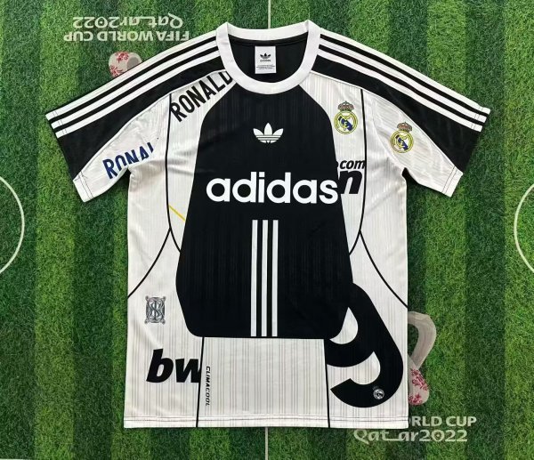 Real Madrid  Adidas Clover T-shirt  white Black  1:1 Quality Soccer Jersey  26-27