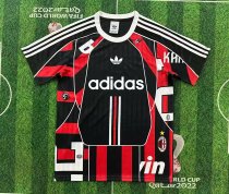 AC Adidas Clover T-shirt  Black Red  1:1 Quality Soccer Jersey  26-27