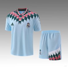 Retro Real Madrid With Pants Sets  Special Edition Fans Blue 1:1 Quality Soccer Jersey  26-27