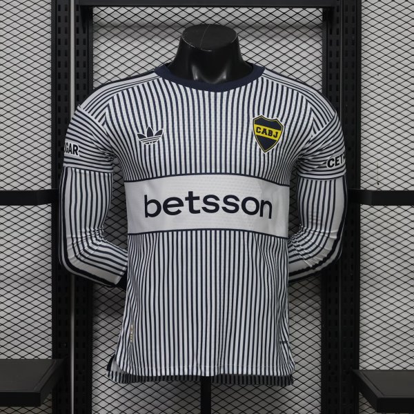Boca Juniors Away Player Long  Sleeve 1:1 Quality Soccer Jersey  26-27