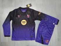 Barcelona Third Away Long Sleeve Kids  Fans 1:1 Quality Soccer Jersey  26-27