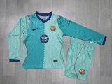Barcelona Away Long Sleeve Kids  Fans 1:1 Quality Soccer Jersey  26-27
