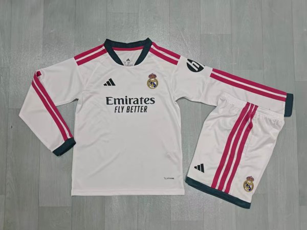 Real Madrid Home  Long  Fans Kids 1:1 Quality Soccer Jersey  26-27