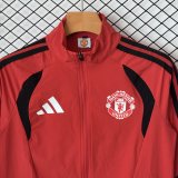 Manchester United   Windbreaker Sets With pants  RED 1:1 Quality Soccer Jersey  26-27