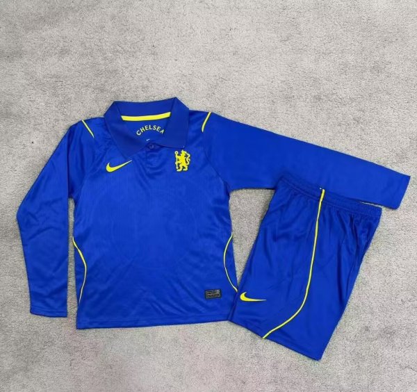 Chelsea Home Kids Long Sleeve   Fans 1:1 Quality Soccer Jersey  26-27