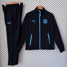 Marseille Windbreaker Sets With pants  Black 1:1 Quality Soccer Jersey  26-27