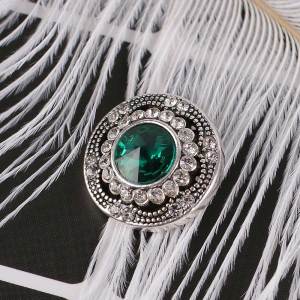20MM snap round silver plated with deep green rhinestones  KC6274 interchangable snaps jewelry