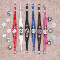 1 buttons brown leather KC0281 with Small Pendants new type bracelets fit 20mm snaps chunks